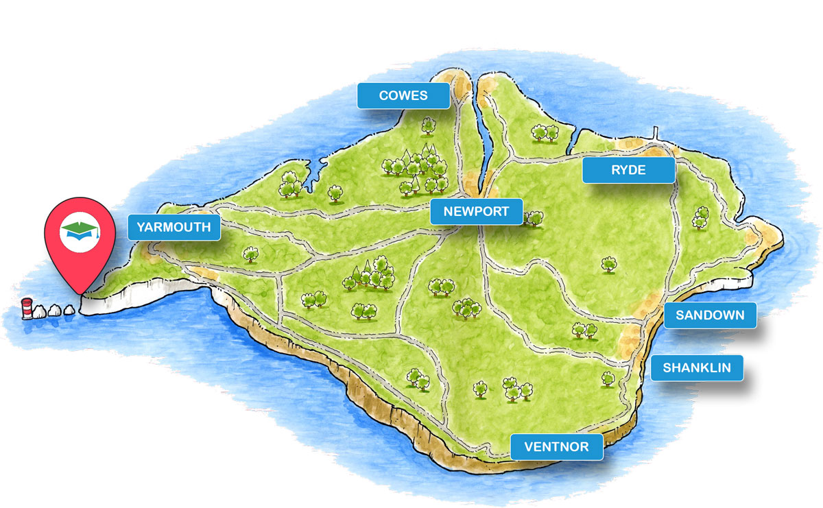 School trip Isle of Wight location map for Needles Old Battery And New Battery (NT)